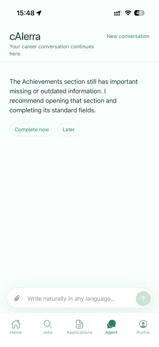 cAIerra AI career agent screen