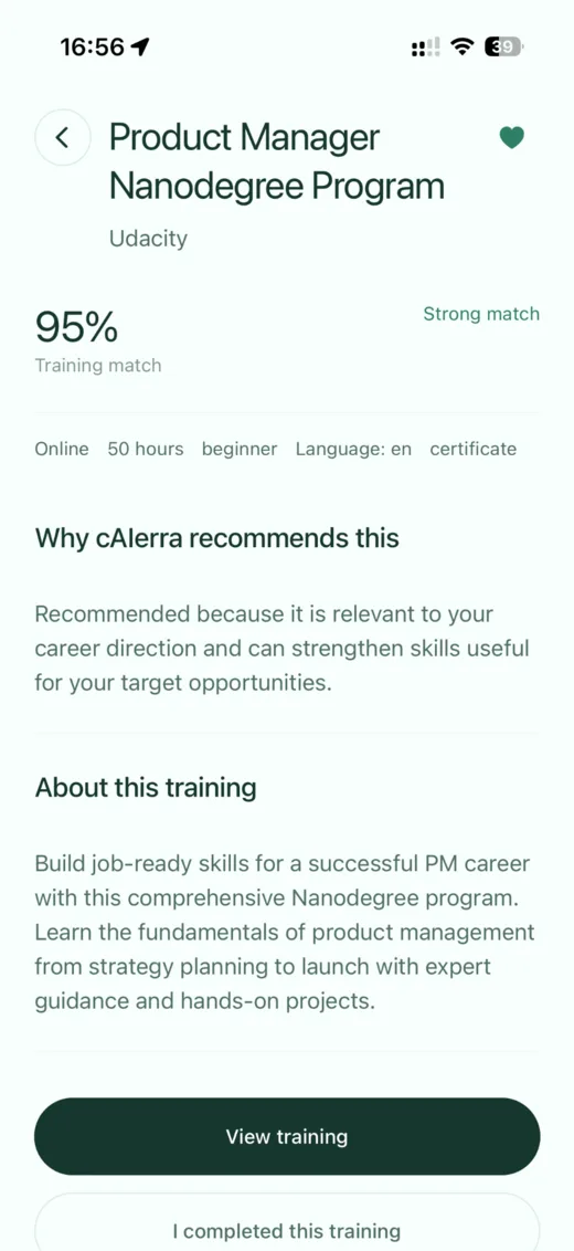 cAIerra training match detail