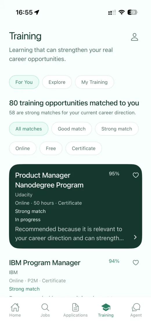 cAIerra personalized training recommendations